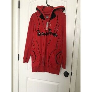 VIP Very Important Pieces Women's Red Full Zip Hoodie Jacket Oversized Size M